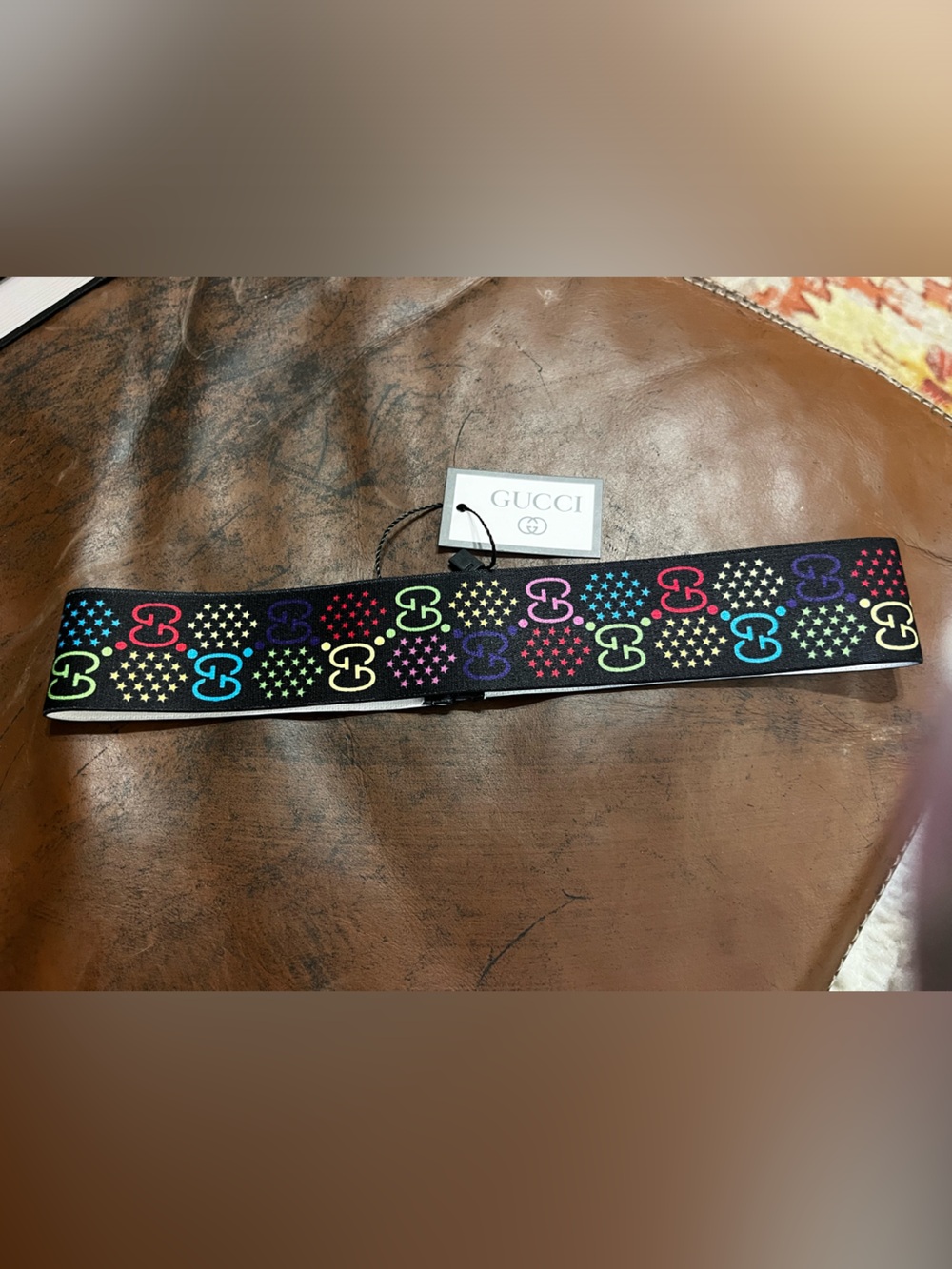 🌈 Gucci. Rainbow Colorful Letter Logo Stretch Headband